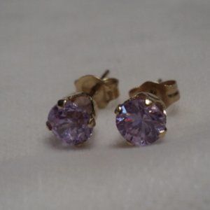 14K Gold Purple Stone Earrings